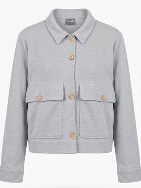 ARULA Gray Button-Front Utility Cropped Jacket with large Pockets - size XL